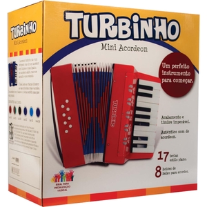 Acordeon Turbinho 104 RG 8 Baixo 17 Teclas Vermelho/Verde