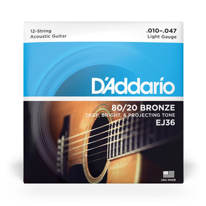 Encordoamento D’Addario Violão EJ36 Aço 12C 0.010-.047 Bronze