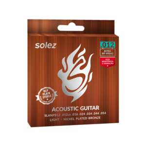 Encordoamento Solez Violão Slanpb12 Bronze DLP Plain Steels