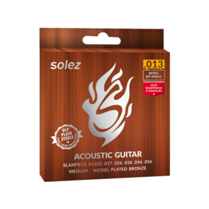 Encordoamento Solez Violão SLANPB13 Bronze DLP Plain Steels