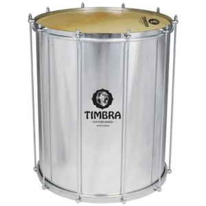 Surdo Samba Timbra 18 X 55 cm Aluminio Aro Cromado Pele Animal - 8237