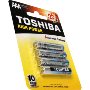 Pilha Toshiba AAA Alcalina  LR 03 GCP com 4 Unidades