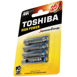 Pilha Toshiba AAA Alcalina  LR 03 GCP com 4 Unidades