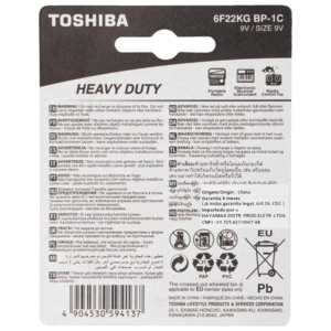 Bateria 9 V Toshiba Carbon Zinc 6 F 22 KG