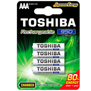 Pilha Toshiba AAA Recarregável 950 MAH TNH-03 GAE Cartela C/4 