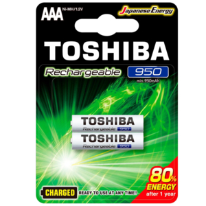 Pilha Toshiba AAA Recarregável 950 MAH TNH-03 GAE Cartela C/2