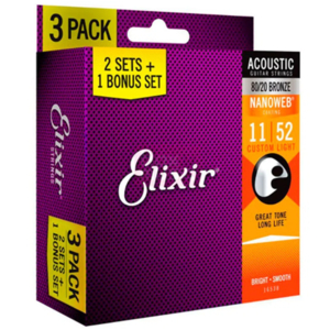 Encordoamento Elixir Violão 011 052 - 16538 Pack Leve 3 Pague 2