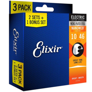 Kit Corda Guitarra Elixir 010 046 16542 Nanoweb Leve 3 Pague 2