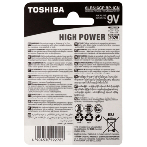 Bateria 9 V Toshiba 6 LR 61 GCP Alcalina