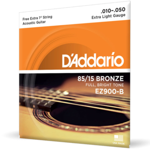 Encordoamento Violão Aço 010 Daddario EZ 900 B+ PL 010 Bronze