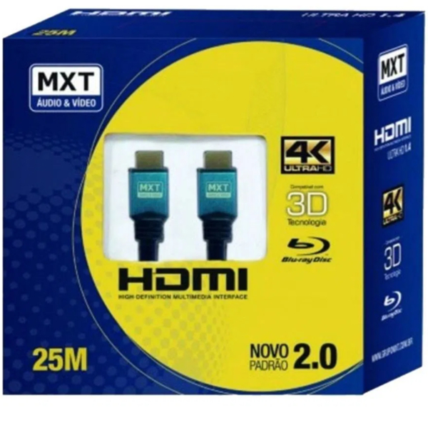 Cabo MXT HDMI 4-K Ultra HD 25 M com Filtro 28 AWG 