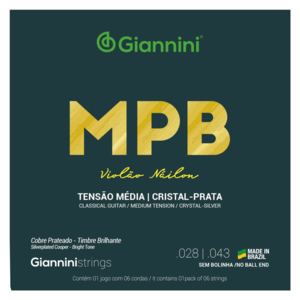 Encordoamento Giannini Violão GENWS MPB Cristal/Prata