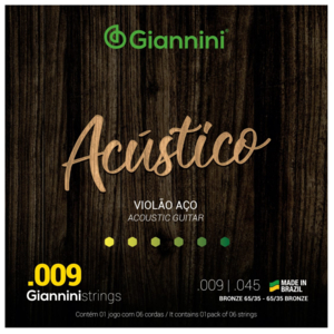 Encordoamento Giannini Violão GESWAL Acústico Bronze 0,009