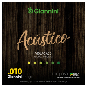 Encordoamento Giannini Violão GESWAM Acústico Bronze 0,010