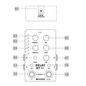 Pedal Mooer D7 X2 Delay Dual Footswitch Stereo