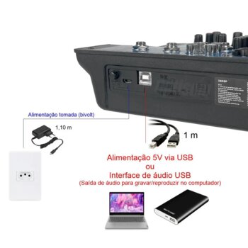 Mesa De Sim MXT MX-8T BT/USB/Efeito/MP3/Interface