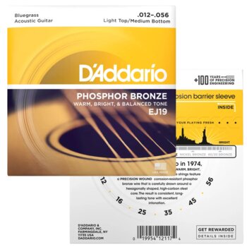 Encordoamento Daddario Violão EJ19 Phosphor Bronze .012-056