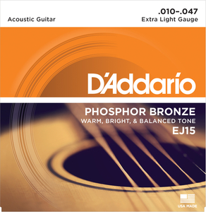 Encordoamento Violão Daddario EJ 15 Phosphor Bronze .010